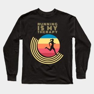 Running Is My Therapy Vintage Retro Motivation Long Sleeve T-Shirt